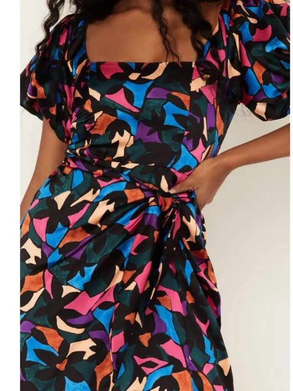 Show Me Your Mumu Danielle Mini Dress Geometric Multicolored Puff Sleeve Size M - Image 11