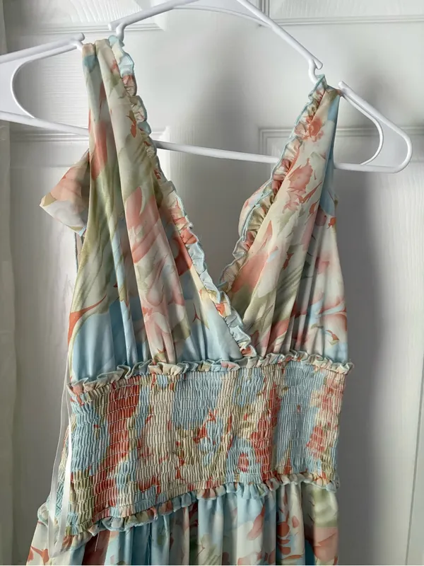 Petal & Pup boho Christabel Floral Sleeveless Tiered ruffle Maxi Dress size S - Image 4