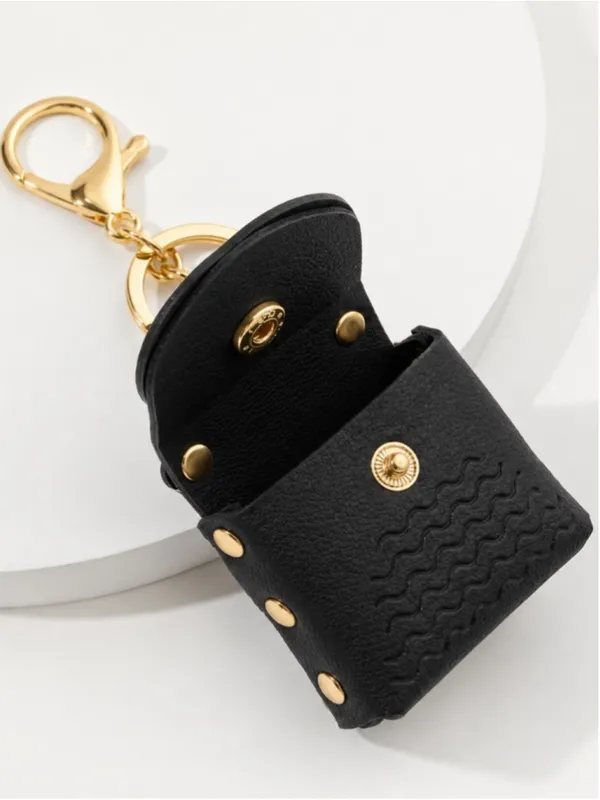 NEW Kitty Coin Pouch & Earbud Case – Black with Gold Hardware - Image 3
