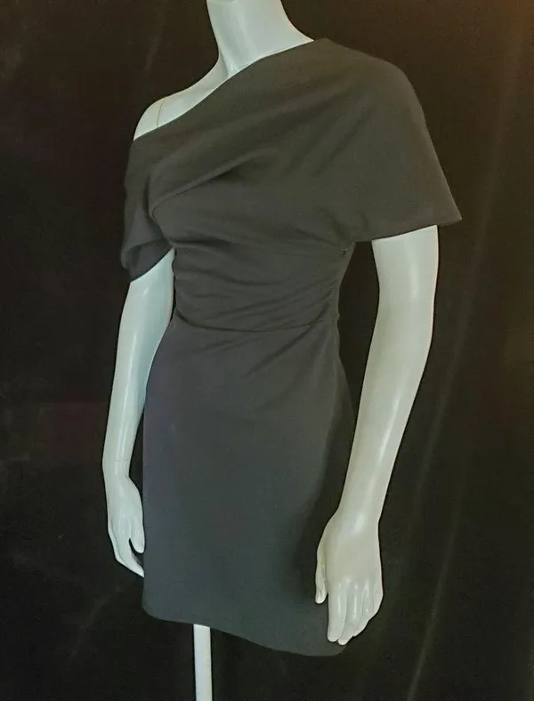 Asos Black Fallen Shoulder Dress (2) - Image 2