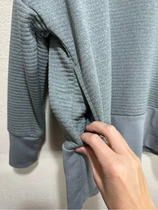 Nike Dri-FIT Heather Gray Ribbed Crewneck Sweatshirt "JUST" Hem Size Medium - Image 8