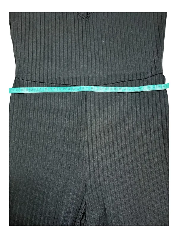SHEIN Black Ribbed Long Sleeve V-Neck Jumpsuit - Image 3