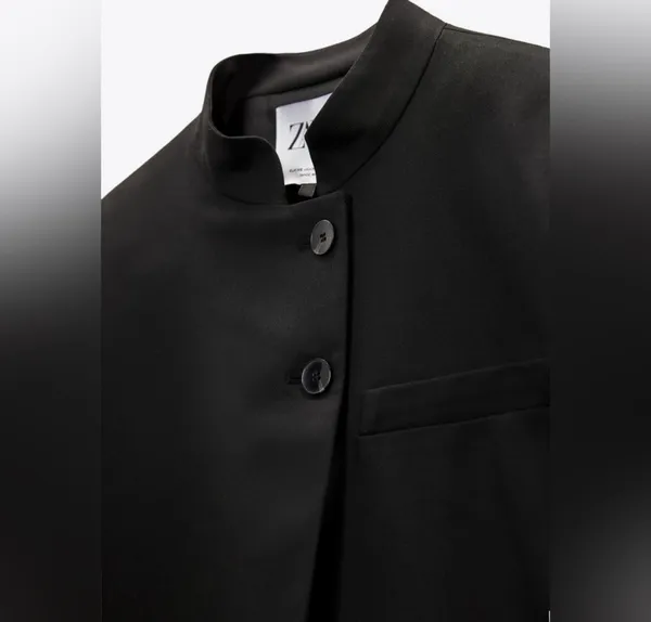 ZARA blazer cropped suit jacket black casual business - Image 4