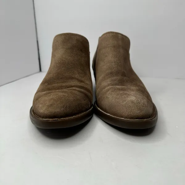 Born Suede Ankle Booties Size 10 Womens Taupe Chelsea Block Heel Shootie Western - Image 2