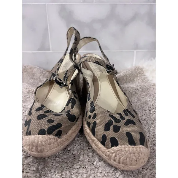 Franco Sarto Leopard Print Espadrille Wedge Sandals Slingback Size 8.5M‎ - Image 6