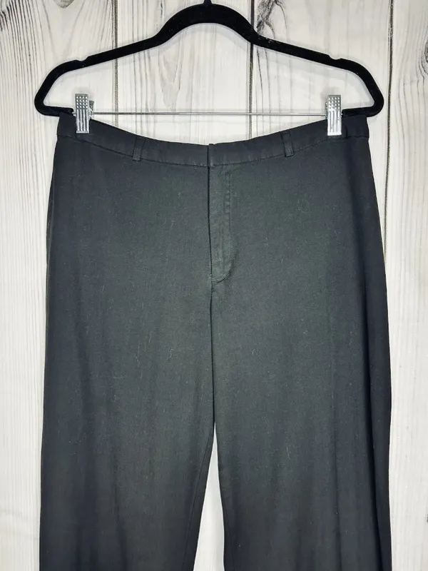 Old Navy Women Sz 12 Pants Black Mid Rise Straight Leg Stretch Work Rayon Blend - Image 2