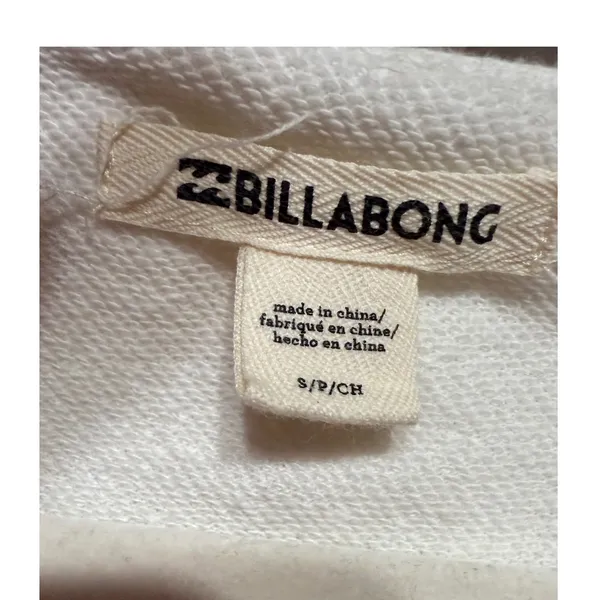 Billabong Womens Quarter Zip Hoodie White Graphic Nothing But Waves Surf S‎ - Image 4