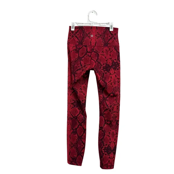 Lululemon Wunder Under Red Snake Print Yoga Gym Athletic Leggings Size 4‎ - Image 2