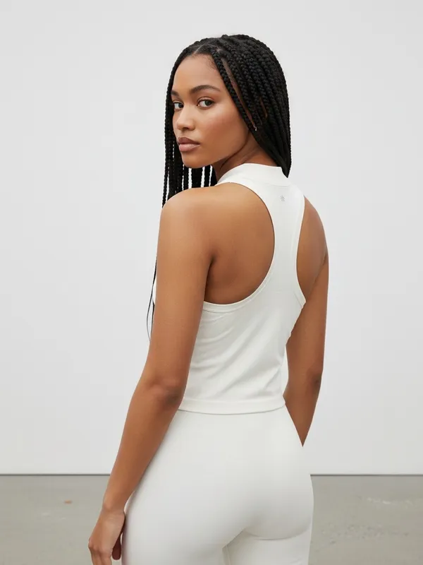Athleta White Sleeveless Mock Neck Performance Tank - Image 6