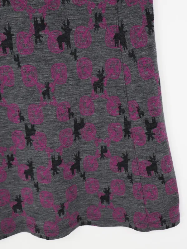 Ibex Merino Wool Dress Medium 100% Zque Certified Gray Purple Black Print Layer - Image 12