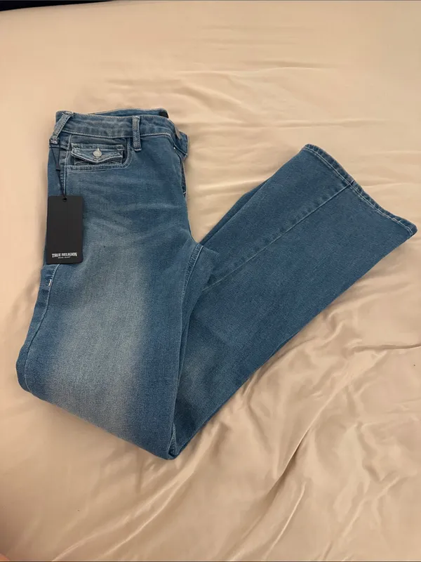 True Religion Women's Light Blue Bootcut Jeans with Signature Stitching - Image 5