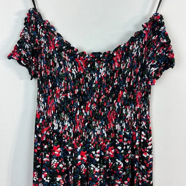 Lulu's‎ Maxi Dress XL Black Floral Off the Shoulder Maxi Side Slits Romantic New - Image 4