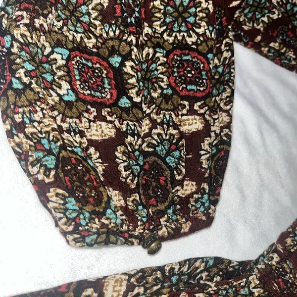 Patrons Of Peace M Medium Tulip Wrap Printed Boho Long Sleeve Dress - Image 6