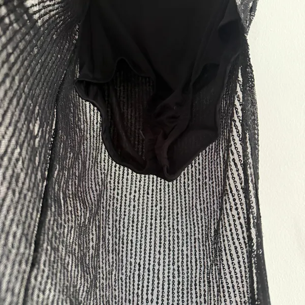 LUCY IN THE SKY | Doja Sheer Black Sequin Maxi Skirt with Leg Slit | Extra Small - Image 4