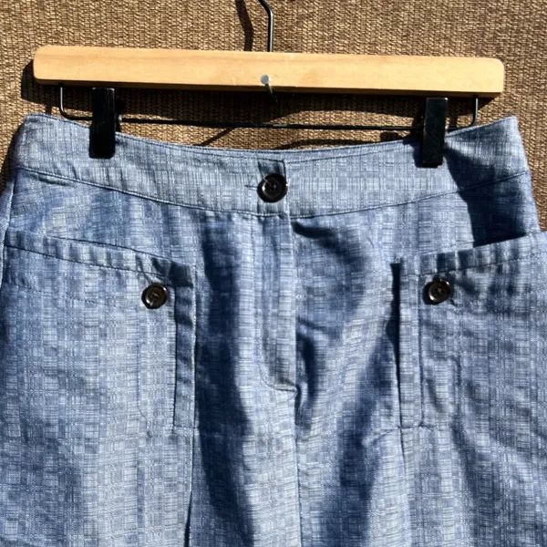 Derek Lam For Design Nation Blue Chambray Woven A-Line, Pleated Mini Skirt 8 - Image 5