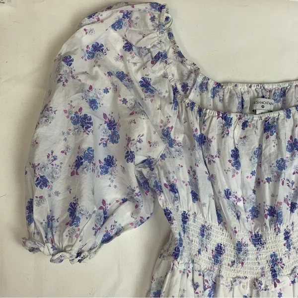 Love Shack fancy women's small white floral maxi dress tiered target purple doen - Image 6