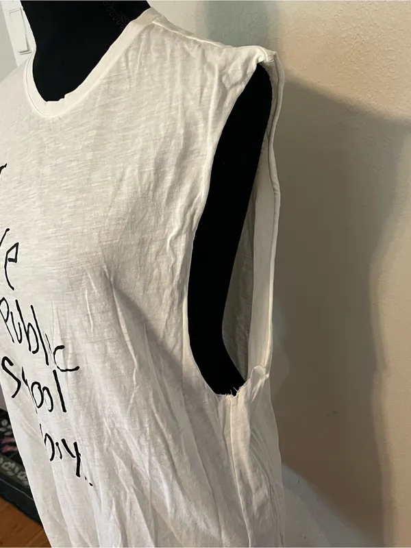 White "I love Public school boys" graphic muscle tank t-shirt by JCrew Size M - Image 3