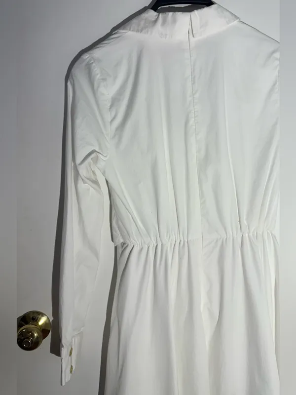 NWT Hutch White Button-Front Wrap Long-Sleeve VNeck Midi Shirt Dress 100% Cotton - Image 14