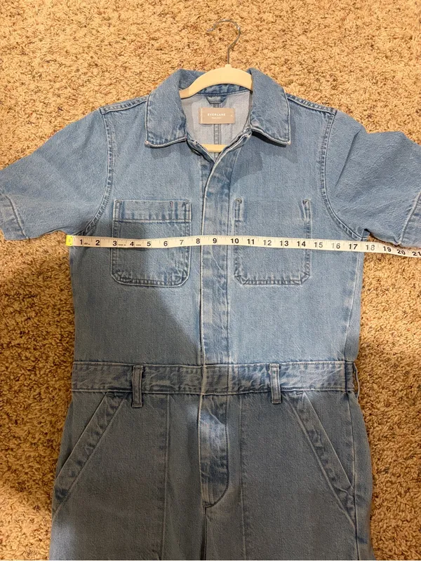 Everlane Light Wash Denim Short Sleeve Coverall Jumpsuit Boilersuit Utility 0 - Image 14