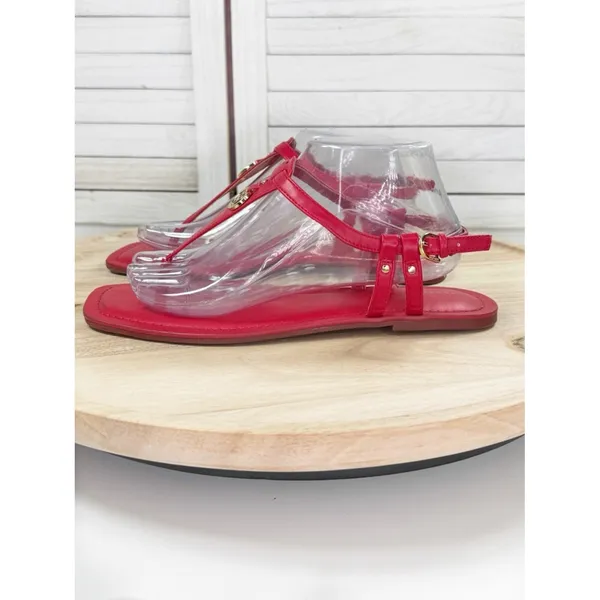 Tommy Hilfiger Jerika‎ Flat Thong Sandals Cherry Tomato Red Women 10 - Image 4