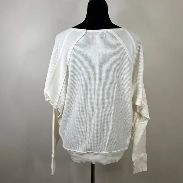 Free People Santa Clara Waffle Knit Thermal‎ Long Sleeve Top in Alabaster White - Image 10