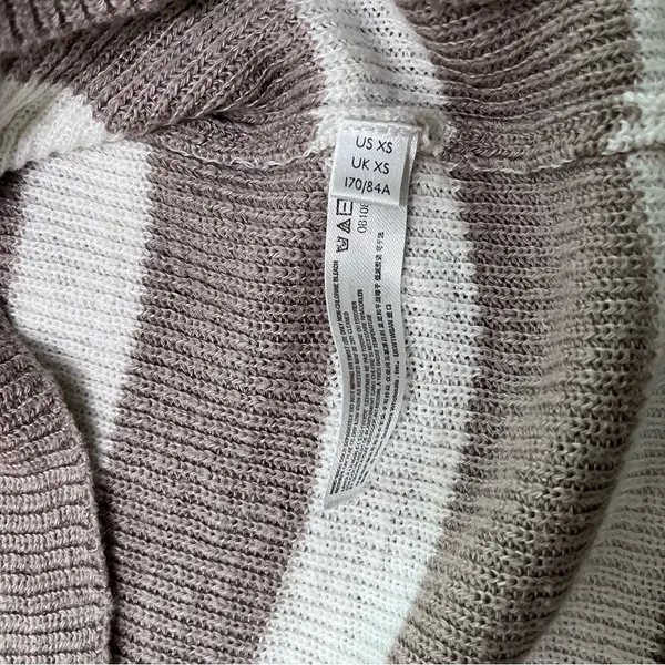 Free People Beach Striped Gray and White Oversized Sweater XS - Image 3