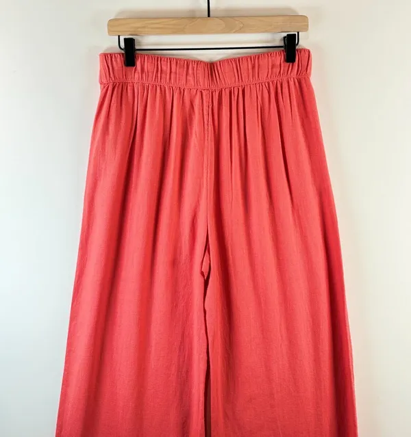 Abercrombie Fitch Women Pants Pink Pleated Linen Ultra Wide Leg Tailored Medium - Image 6