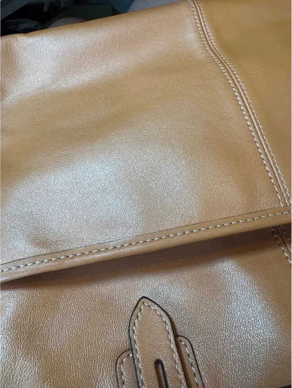 Coach Leather Shoulder Tote Bag in Metallic Orange - Image 7