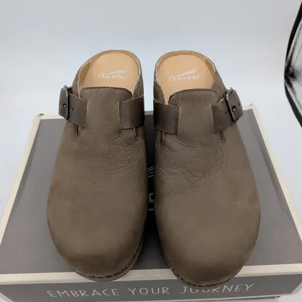 Dansko Caia Milled Nubuck Taupe Leather Wedge Clog Mules Womens 40 1225-161200 - Image 4