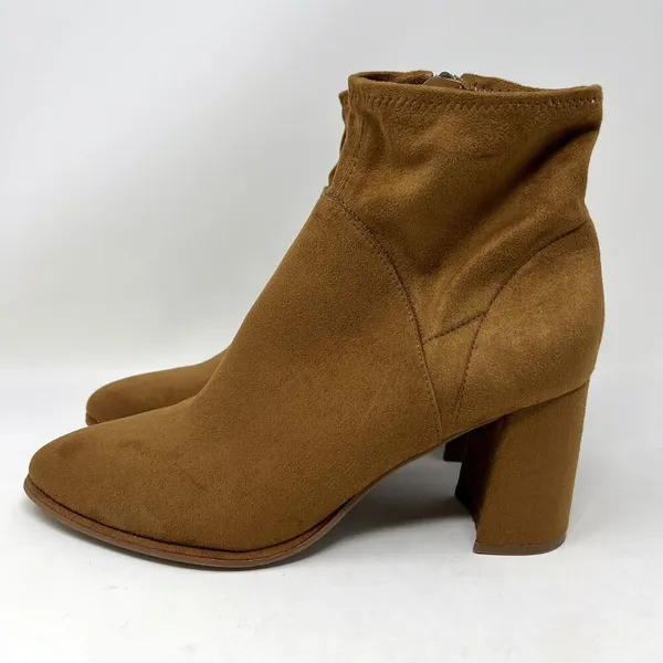 Marc Fisher Dyvine‎ Pointy Toe Block Heel Booties Tan Brown Suede Zip Size 10 - Image 3