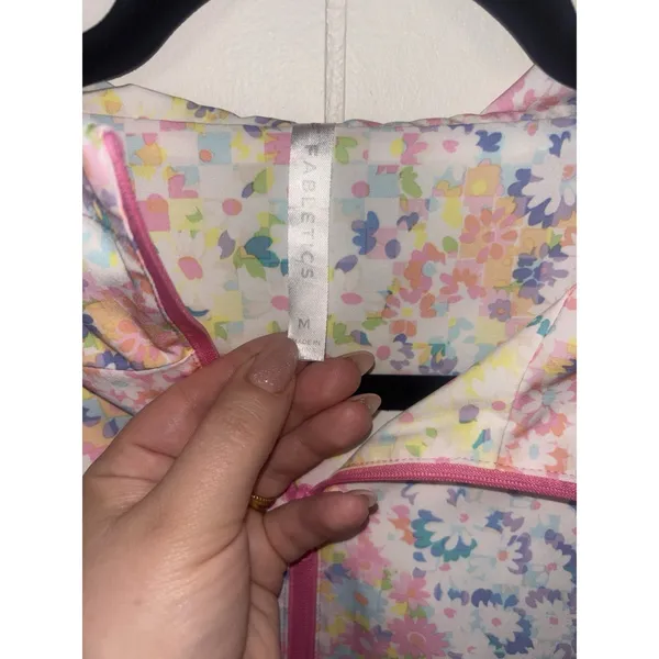 Fabletics Floral Print Anorak Jacket Lightweight‎ Quarter Zip Pullover Medium - Image 4
