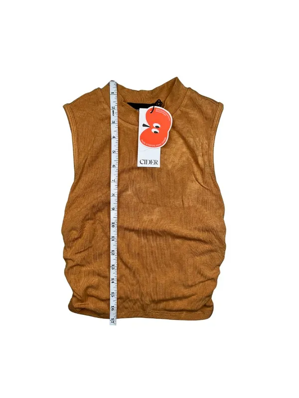 Cider Brown Ruched Sleeveless Mock Neck Top XS NWT - Image 5