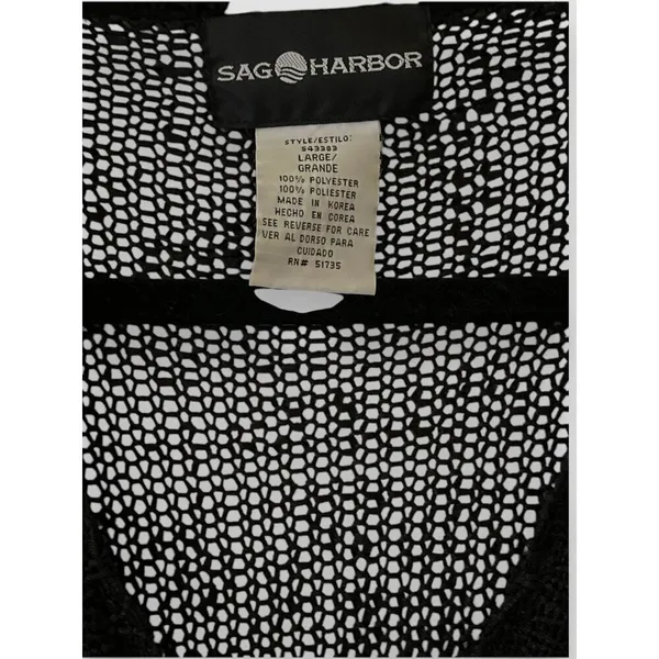Vtg Sag Harbor Woman’s Cardigan Sz Lg Black Knit 1-Button Closure SS NWT - Image 8