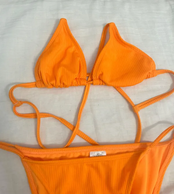 Target Orange Ribbed Bikini Set - Image 3