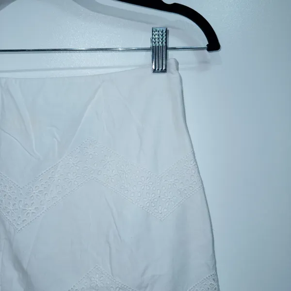 H&M White Eyelet Lace Flounced Cotton Skirt Size 4 - Image 3