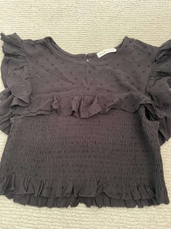Olivaceous We’re All Pretty Girls Black Ruffle Polka Dot Top Skirt Set - Image 2