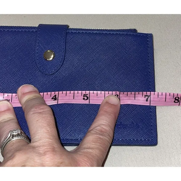 Travelambo Womens Slim Bifold‎ Wallet Blue Vegan Leather Card Organizer Zipper - Image 6