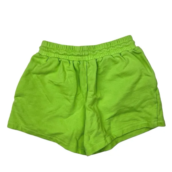 Women's Green High Rise Drawstring Knit Pocket Workout Athletic Shorts Size S - Image 2