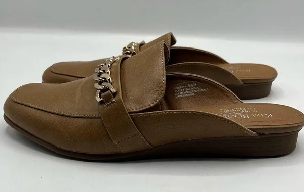 Kim Rogers Brown Emersyn Mules With Gold Chain Accent - Image 7
