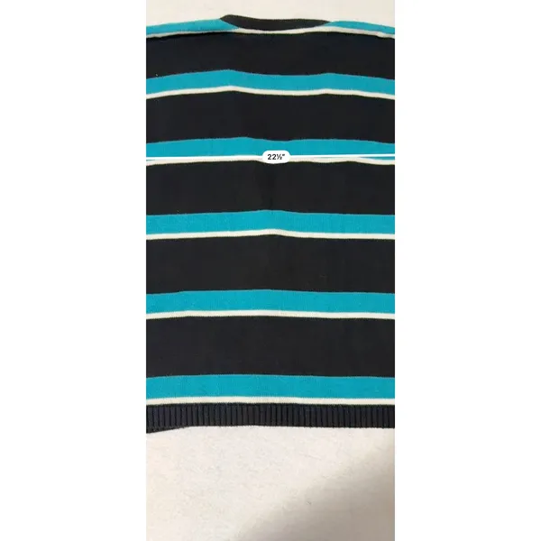 Sophisticates by Pendleton Womens Medium Striped Cotton Cardigan Black Teal USA - Image 6
