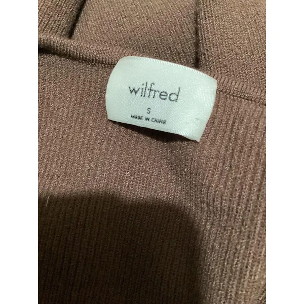 Wilfred Sweater Womens Small Brown Lace Up V Neck Ribbed Knit Long Sleeve Fitted - Image 4