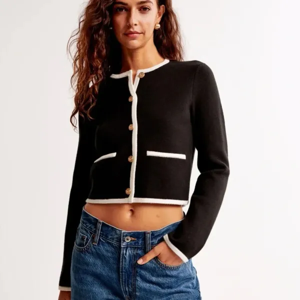 Abercrombie & Fitch Collarless Sweater Jacket Size Large - Image 8