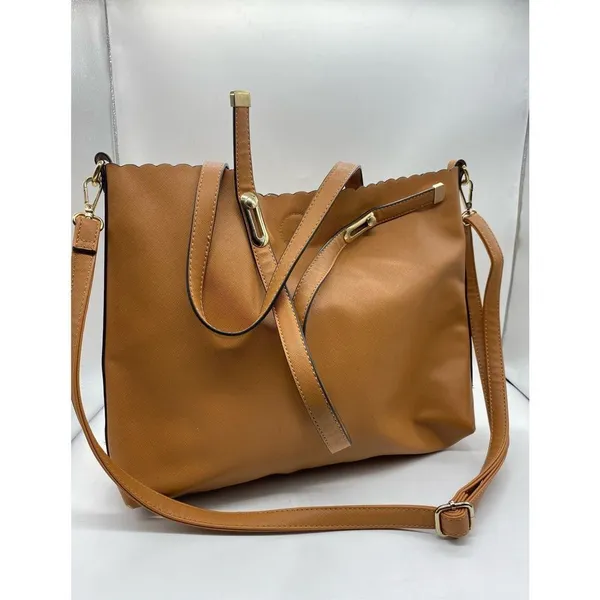 Unbranded camel brown faux leather classic tote - Image 2