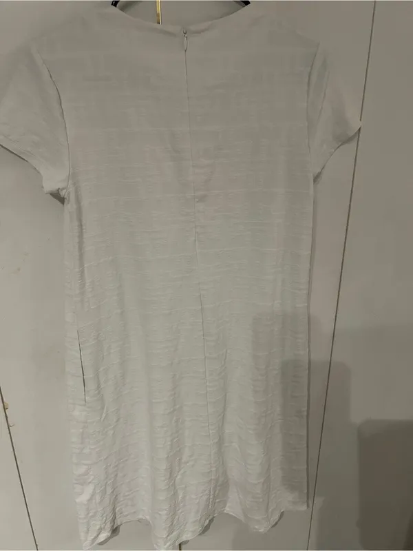 J. McLaughlin White Textured Short-Sleeve Midi Dress - Image 8
