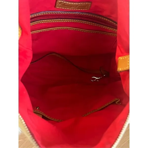 Dooney & Bourke Tan Brown Canvas Bag Leather Trim - Image 4