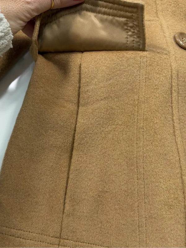 Banana Republic Cashmere and Wool Blend Tan Double-Breasted Pea Coat Size Small - Image 10