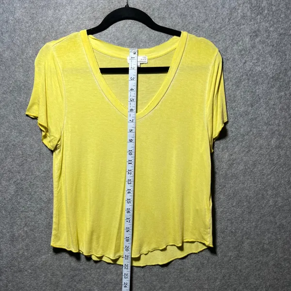 Ten‎ Sixty Sherman Womens Yellow V-Neck Short Sleeve Raw Hem Tee Shirt Large - Image 3