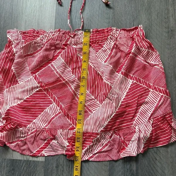 Anthropologie Maeve Halter Ruffle Top Red White Large Boho Vacation - Image 7