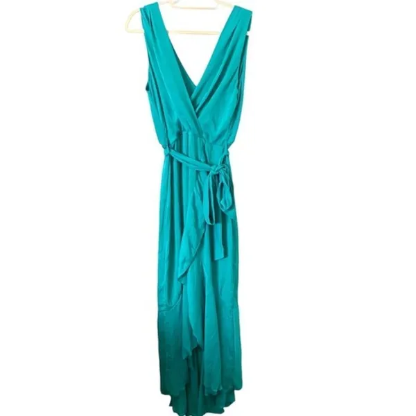 FLOUNCE LONDON Wrap‎ Satin Midaxi Dress Sz 8 - Image 2