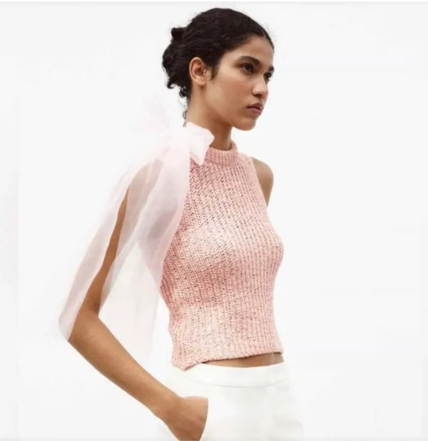 Zara tulle ribbon sleeveless sweater - Image 7